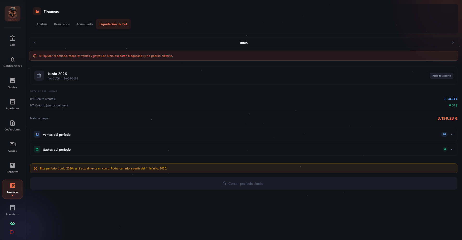 Configuración de
        impuestos y facturación Elaia